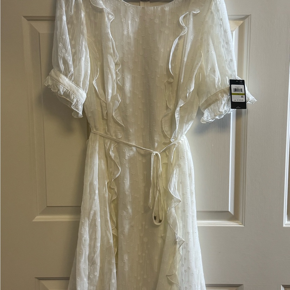 Tommy Hilfiger Cream Wrap Sundress with Puff Sleeves